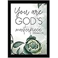 AR Creative You Are God's Masterpiece - Bible Verse Wall Photo Framed Wall Poster, Bible Quotes Print with Frame, Home, Office Decor, Bible Quotes Poster (13.6 inch x 10.2 inch)