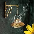 Netboon Handcrafted Wall Hanging Handi Degchi Dhoop Dani Pot Diya Lantern Incense T-Light Candle Holder for Home Decor, Pooja Room, Meditation Space- Iron,Gold Color