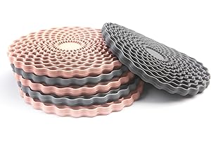 Rose Pink & Grey Drinks Coasters Set of 6 by Stone & Thyme - a UK Brand. Non Slip, Heatproof & Easy to Clean. Colourful Decorative Home Accessories That Protect All Surfaces