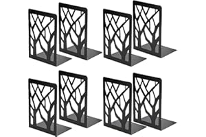WAIZHIUA 4Pair Metal Book Ends for Shelves - 7 Inch Black Heavy Duty Bookends, Kids Home Office Library Divider Holder, Decorative Bookend Stoppers