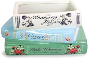 Ligtmor Small book-shaped, mini flower pots indoor, design planter, ceramic home decoration, for many different plant species cacti succulents flower pot, unique for book lovers