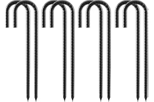 LOSTWRY 8 anclajes de suelo galvanizados, para plantas, camping, tiendas de campaña, trampolín (30 cm, negro)