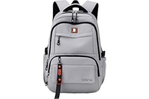 JANSBEN Backpack Mens Womens School Bag for Girls Boys Water Resistant Primary Junior Casual Daypack Teenage Rucksack with Laptop Compartment & Anti Theft Multi-Pocket nylon Grey