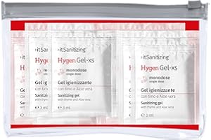 >ITSANITIZING Hygen Gel Mani Disinfettante Igienizzante 100 Bustine Monodose Tascabile da 3 ml - Antibatterico Sanificante Alcool 75% Elimina Virus Naturale con Aloe Vera e Timo Senza Risciacquo Profumato al Limone