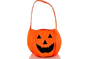 OXYN Borsa Sacca Sacchetta Forma Zucca per Halloween Porta Caramelle Dolcetto Busta Secchio Bag Scherzetto Trucchi Tradizione Festa Bambini Decorazione in Tessuto Morbido con Manico