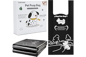Topfree Poo Bags - 300 Extra Thick, Super Strong, 100% Biodegradable Dog Waste Bags with Easy-tie Handles, Leak-proof