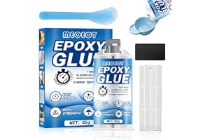 Meoeot 2K Epoxidkleber 85 g, extra stark epoxikväska, 5 minuter, transparent med 2 komponenter, vattentät och läckagesäker för plast, trä, glas, stål, keramik, metall