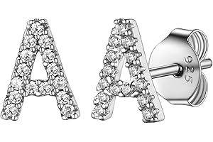Supcare Tennis Orecchini Donna Brillantini, A-Z Iniziale Orecchini Donna Argento 925, 26 Lettere Orecchini Anallergici Donna Placcati in Oro Bianco, Punto Luce Orecchini per Bambina Ragazza