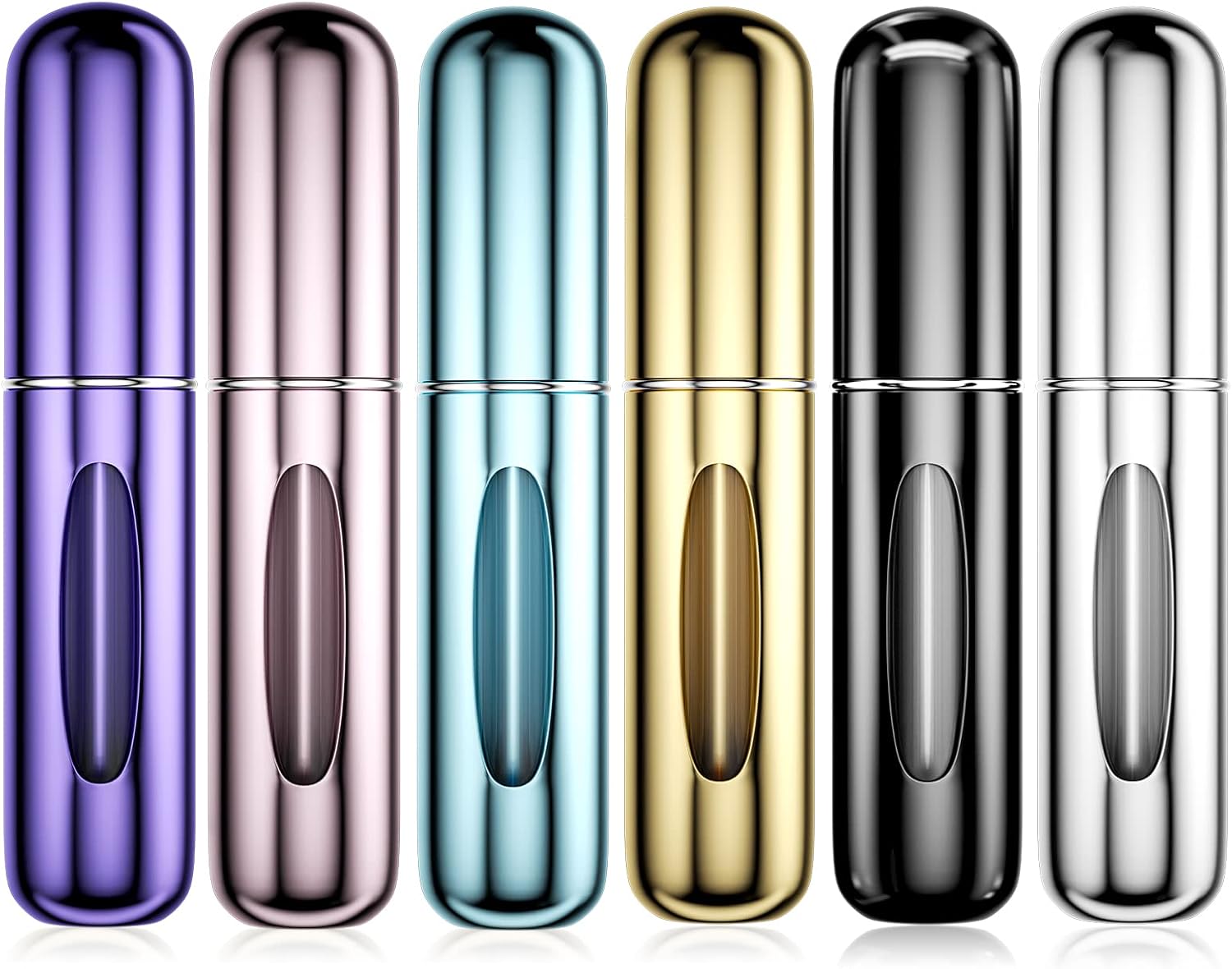 Newaner 6 piezas 5ML Atomizador Perfume Recargable, Mini botella rociadora portátil, Rociador de botella de perfume con ventana, Perfecto para caminar, viajar, salir de noche y fiestas.