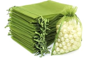 NIANOPKM 50 Pcs Sacs en Organza Vert 9x7 cm Sacs en Organza Sacs de Faveur de Mariage Sacs de Faveur de Cordon Sacs en Maille pour Bijoux Bonbons Lavande