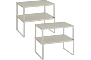 ‎SONGMICS SONGMICS Gewürzregal, 4er Set, Küchenregal, Küchen-Organizer, Küche, Gewürzhalter, erweiterbar, stapelbar, kleines Regal, Metall, haferflockenbeige KCS006K01