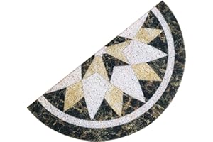 MOVKZACV Halbrunde Fußmatte,Praktisches Marmormuster,wasserabsorbierend,rutschfest,robust und waschbar,Geeignet für das Esszimmer im Wohnzimmer(Size:1)