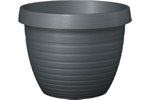 Scheurich Country Star, Pflanzgefäß aus Kunststoff, Metallic Grey, 48 cm Durchmesser, 36,7 cm hoch, 40 l Vol.