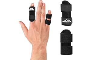 supregear Fingerschienen, 2 Stück Verstellbare Fingerstütze, Bequemer Finger Stabilisator für Gebrochene, Verstauchte, Arthritis, Sehnenentzündung und Geschwollene Finger, Schwarz