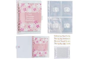REBECCAGIBSON 100 Envelope Saving Challenge,A5 Agenda Risparmio Soldi con Buste Porta Soldi e Tracker Della Sfida, Budget Binder per Risparmia il Denaro Challenge