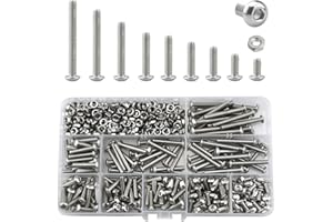 LEMIYOO Schrauben und Muttern-Set, Sechskantkopf M4 Edelstahl-Maschinenschrauben und Rundkopf-Sechskantschrauben-Sortiment (8/10/14/16/18/20/25/30/35 mm) (M4, Silver)