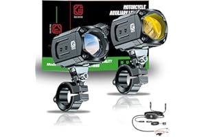 Kewig Motorcycle Auxiliary LED Light Kit Driving Spotlights White/Amber Fog Light with Mount Brackets Wire Harness Waterproof 60W Offroad Work Lights Compatible with Motorcycle J-eep Car Truck