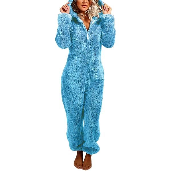 Battnot Jumpsuit Damen Winter Overall Teddy Fleece  Produktbild-Vorschau 3