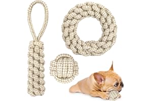 RAFIYU 3 Pezzi Giochi per Cani, Corda per Cani di Cotone, Gioco Cane Giocattoli da Masticare, Giochi Cane Indistruttibile con Corda Nodo, Giocattolo per Cani Portatile per Piccoli Medi e Grandi