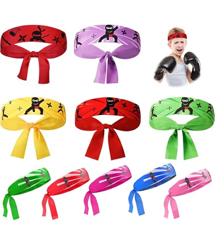 Lot 8 Bandeaux Ninja Pour Enfants - Accessoires Fête Karaté Déco Anniversaire