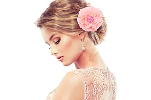 Large Fascinator Peony Hairpin, Greoer Orange Powder Flower Hair Clip, Artificial Flower Brooch Hairpins Vintage Rose Red Hair Barrette Accessories for Women Girls Party Beach Wedding