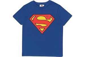 POPGEAR DC Comics Superman Classic Logo T-Shirt, Kids, 3-15 Years, Royal Blue, Official Merchandise