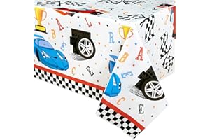 WERNNSAI Nappe de Course Rectangulaire - 274 x 137 cm Couvertures de Table en Plastique Jetables pour Les Enfants d'anniversaire Articles De Fête pour Voiture De Course