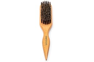 GranNaturals Boar Bristle Slick Back Hair Brush for Sleek Ponytail Bun & Smoothing Baby Hairs, Flyaways, Edge Control - Backcombing & Teasing Hairbrush with Wide Rat Tail for Sectioning & Parting
