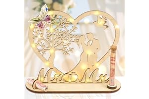 I LOVE MOM Geldgeschenk Hochzeit Holz, Mr & Mrs Hochzeitsgeschenk für Brautpaar Geld mit Herz, Lebensbaum