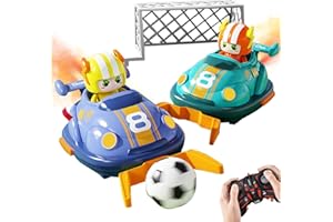 KENNEAS 2 Player RC Cars for Kids, 360° Spin Motorcycle-Style Bumper Cars with Light & Music, Rechargeable Toy Motorbike Set, Crash & Soccer Mode, Racing Toys for Boys Age 3-6, Indoor Family Fun Gift