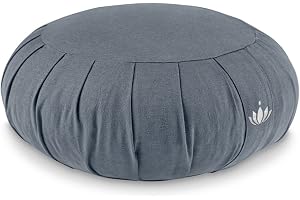 Lotuscrafts Zafu yogakudde meditationskudde Zen - sitthöjd 15 cm - tvättbart bomullsöverdrag - Yoga Zafukudde med fyllning av dinkel - GOTS-certifierad - broderad