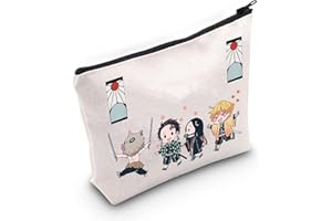 LEVLO Slayer Sacchetto Cosmetico Tanjirou Anime Cosplay Regalo Slayer Tanjiro Cartoon Make up Zipper Sacchetto Sacchetto Per Famiglia Amico, Borsa Slayer Tanjiro, Borsa cosmetica