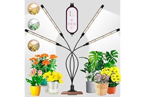 Lampada per piante Garpsen, lampada da coltivazione a 80 LED, 4 teste a spettro completo a LED per piante da interno con timer di accensione e spegnimento automatico 4/8/12H, 10 livelli di luminosità