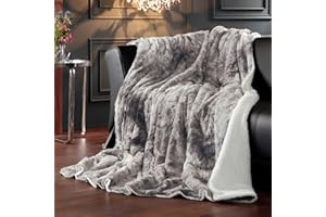 Delindo Lifestyle® Kingston - Manta de piel sintética (220 x 240 cm), color gris