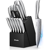 D.Perlla Kitchen Knife Set 15 Pieces, Professional Kitchen Knife Set, Ultra Sharp Stainless Steel Kitchen Knife Set, Laser Da