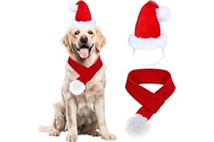 SCINZENE Hund Weihnachten Schal, 2 Stück Hundekostüm Weihnachten Festlicher Weihnachts-Schal für Hunde, Rot Weihnachtskostüm Hundekleidung, Hundekostüm für große Hunde (L), Perfektes Outfit für die Feiertage