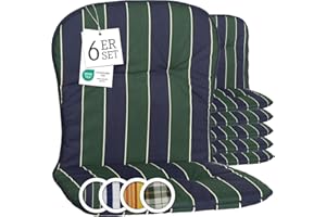 Beo Gartenstuhl-Auflagen Kos Niedriglehner 80x44 cm, 6er Set | Waschbare, UV-beständige Sitz-Kissen | Atmungsaktive Polster-Auflagen nach Öko-Tex Standard | Blau-Grün gestreift | Made in EU
