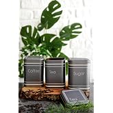 EVLE-Metal &Ccedil;ay, Kahve, Şeker Saklama Kutusu 3 L&uuml; Set 8.7 x 8.7 x 12.5 cm, Silver (Silver)
