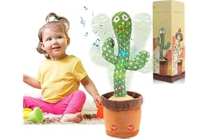 EDENCOMER Tanzender und Sprechender Kaktus 120 Musik Singender Kaktus Spielzeug Mit 5 Funktionen (Spricht Nach+Leuchten+Aufzeichnung+ Wiederholen)