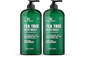 Botanic Hearth Tea Tree Body Wash, Helps with Nails, Athletes Foot, Ringworms, Jock Itch, Acne, Eczema & Odor, Soothes Itching Promotes Healthy Skin and Feet, Naturally Scented, 16 fl oz x 2