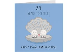 Hunts England 30th Wedding Anniversary Card - Pearl Anniversary - Iconic Collection - Standard - 148 x 148 mm