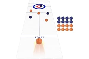 Tisch-Curling Spiel - 135cm Große Matte | Indoor Shuffleboard Set Mit | Stahlkugeln, Tragbares Familien Sportspiel Für Kinder Und Erwachsene Pädagogisches Desktop Strategie Brettspiel Spieleabend