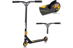 LIONELO Trottinette WHIZZ, roulements à Billes ABEC-9, Plateau en Aluminium, système de Compression HIC, Roues de 110 mm, Guidon Large en T, Frein Flex Fender MN Steel - Design Unique (Bleu)