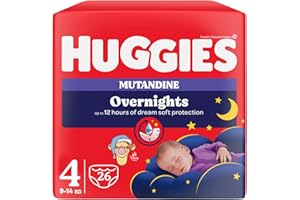 Huggies Overnight Pannolini Notte Bambino, Taglia 4 (9-14 Kg), Pannolini Assorbenti per la Notte, Design Disney, Confezione da 26 mutandine
