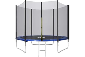 Rocket Bunny Trampoline d’extérieur pour enfants avec filet de sécurité, tapis de saut avec protection des bords et échelle, pour le jardin - 1,8 m