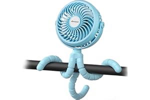 Amacool Battery Operated Stroller Fan Flexible Tripod Clip On Fan with 3 Speeds and Rotatable Handheld Personal Fan for Car Seat Crib Bike Treadmill