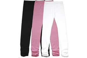 Bienzoe Ragazze Knit Cotone Allungare Uniforme Scolastica 3 Leggings Pacco