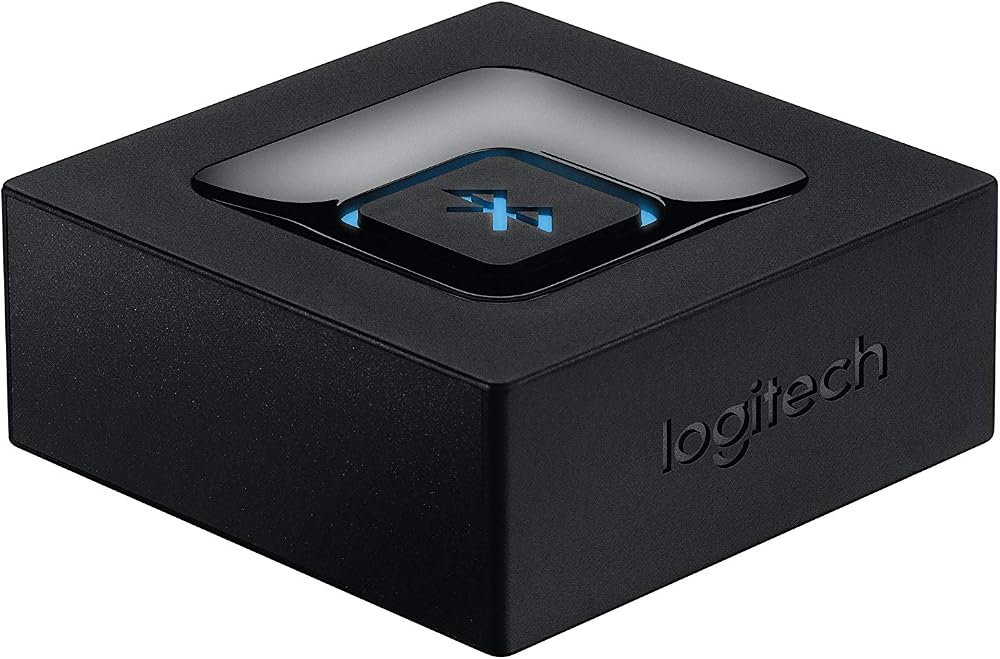 Logitech Kablosuz Bluetooth Adaptör, PC/Mac/Akıllı Telefon/Tablet/AV Alıcısı için Bluetooth Adaptörü, Tek Tuşla Kolay Eşleştirme, Çoklu Erişim Özelliği, 3,5 mm Ses ve RCA Çıkışları, Siyah/Mavi