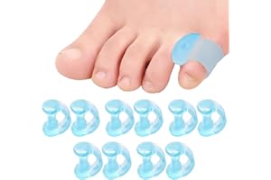 ONSOLO 10pcs Gel Toe Separators for Overlapping Toes Thumb Tail Finger Ring Nursing Pad Split Toe Corrector Fixator, Pinky Toe Bunion Spreaders Straightener for Women and Men, (Blue)