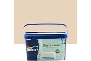Dulux Benessere Pittura Colorata all'Acqua per Interni Superlavabile Anti Muffa Anti Batteri con Ioni D'Argento, 2.5 Litri, Beige Macadamia, 2.5L